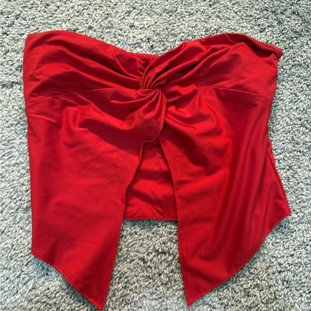 Amazon Red Satin Crop Top